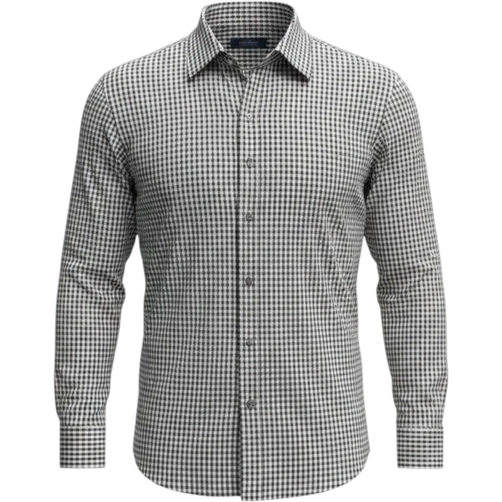 Forsyth of Canada white and navy gingham button up shirt size‎ 16.5, 32/33